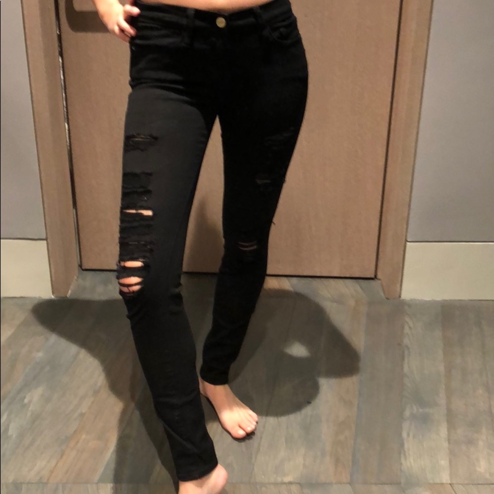Frame denim ultra ripped skinny jeans